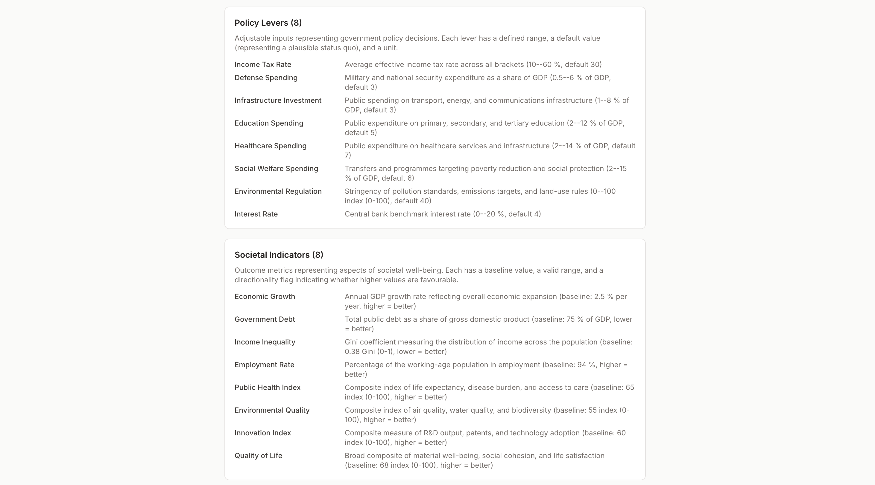 Policy Simulator screenshot 2